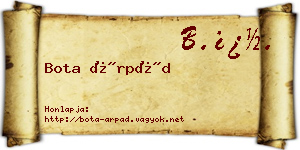 Bota Árpád névjegykártya